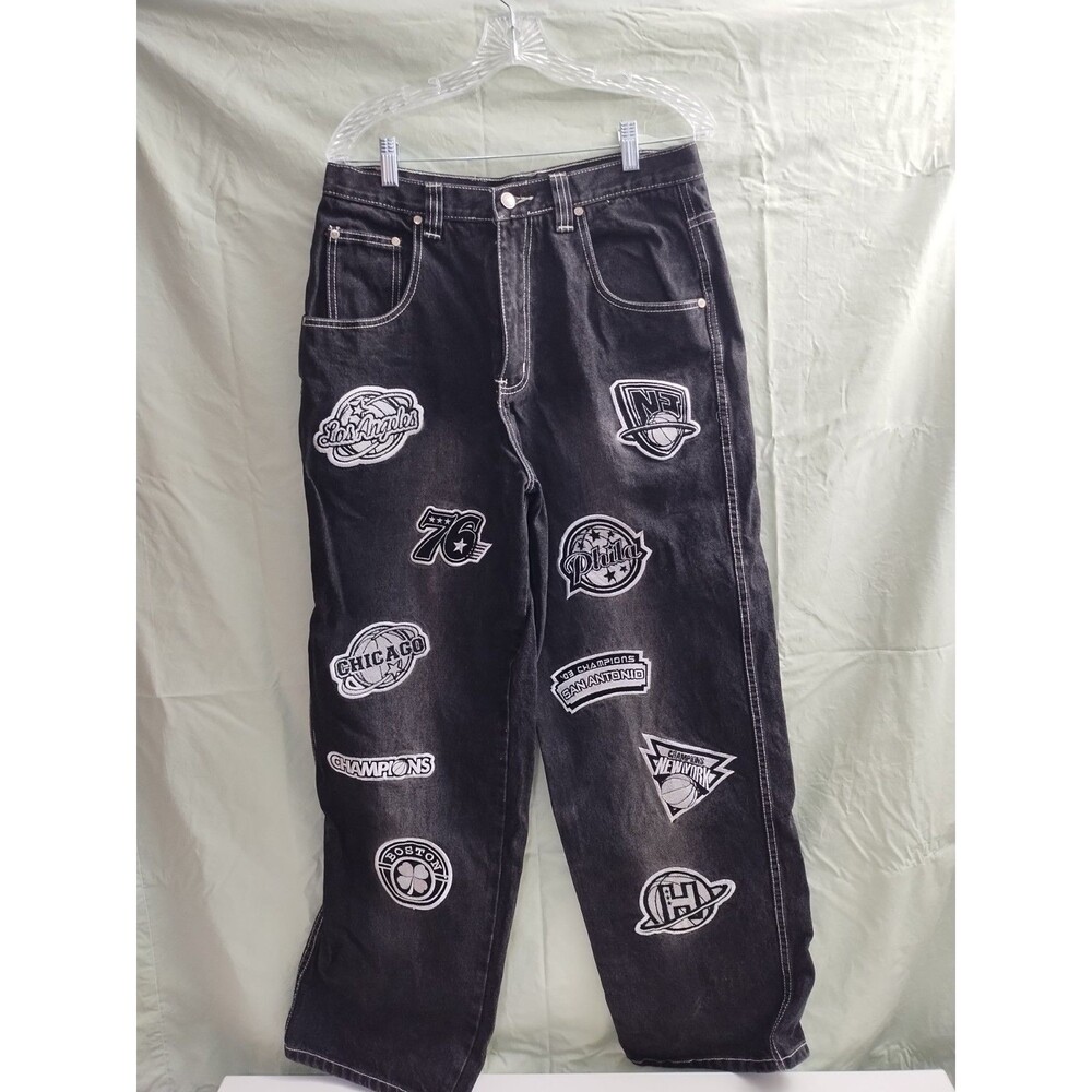 Vintage 90s FNF Jeans Sz 34 Y2K All Star Player/LA/ Boston /NJ /Chicago  Baggy